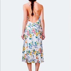 Silk midi backless wrap dress